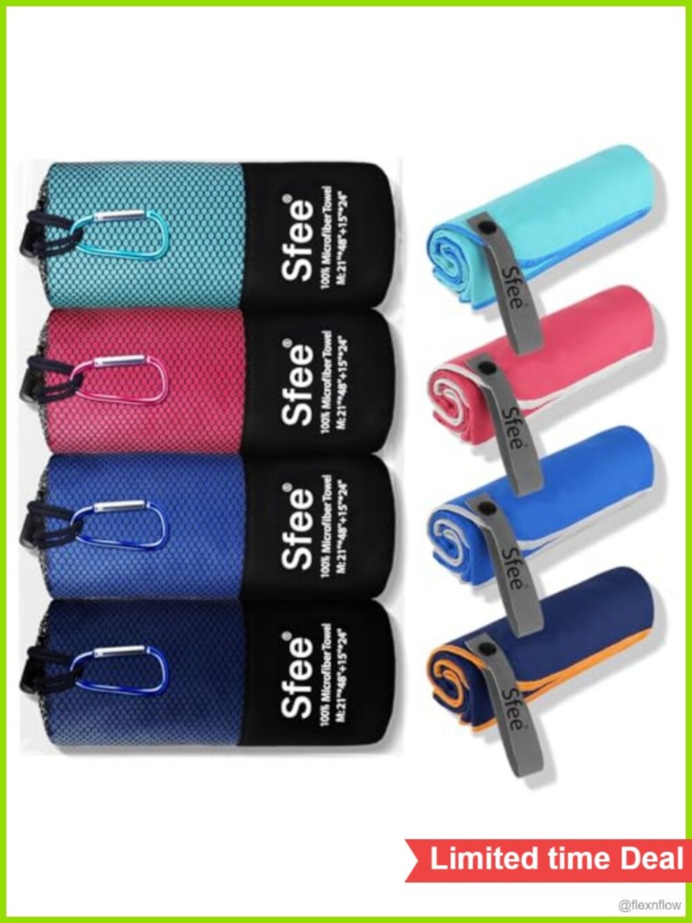 4 Pack Microfiber Travel Towel Quick Dry Super Absorbent Camping Gym Beach